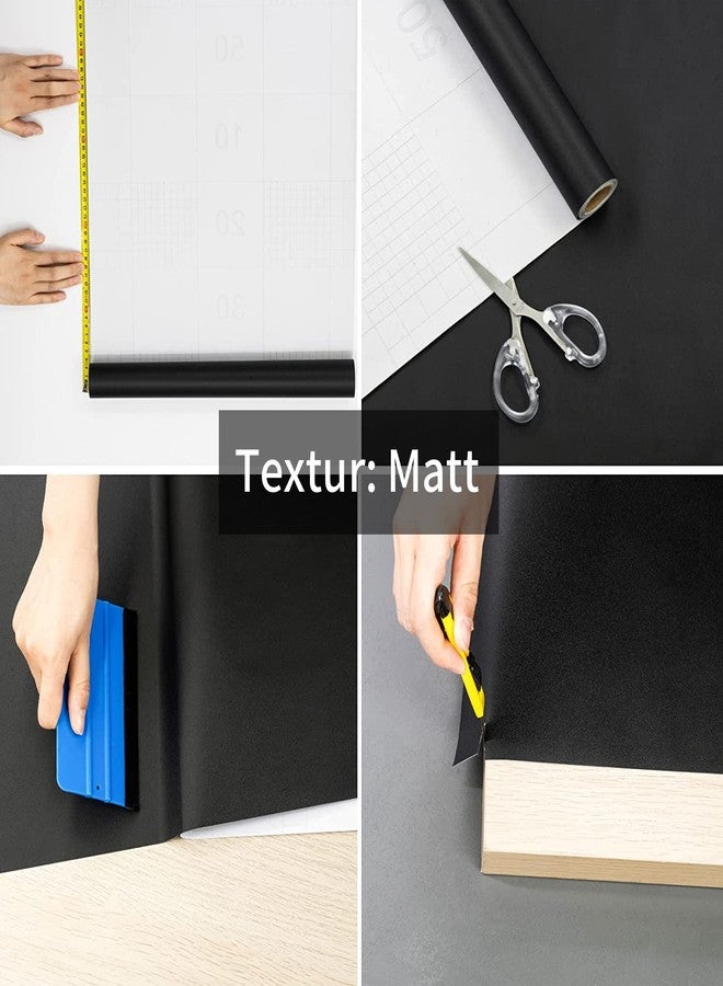 Hode Self Adhesive Wallpaper Furniture Sticker Black Removable Peel and Stick Vinyl Film Sticky Back Plastic for Wall Shelf Liner Table Door Living Room 40X300cm（Frosted） - Image 2